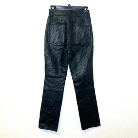 Saks Potts Black Lamb Leather Embossed Trousers - Picture 7 of 9